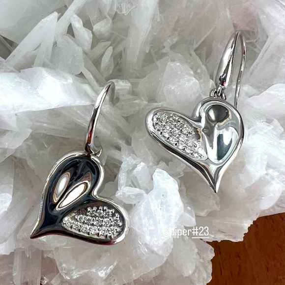 Judith Ripka Fine Jewelry Eros Diamond Heart Drop Earrings - Picture 7 of 10
